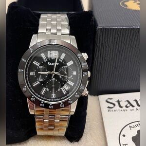 STAUER STAINLESS STEEL JET-SETTER CHRONOGRAPH USA-MADE WATCH | NEW IN STAUER BOX